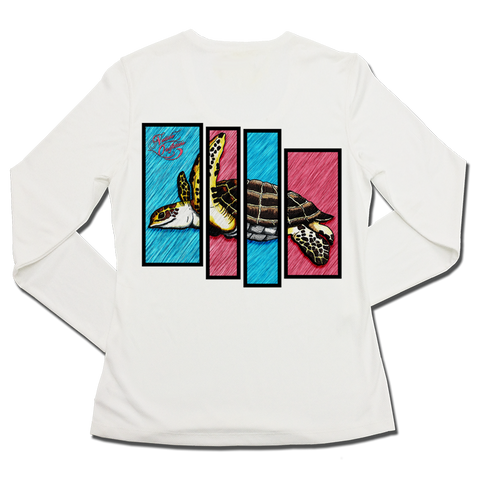 Ladies SPF50+ Sun Shirt - Sea Turtle Quad